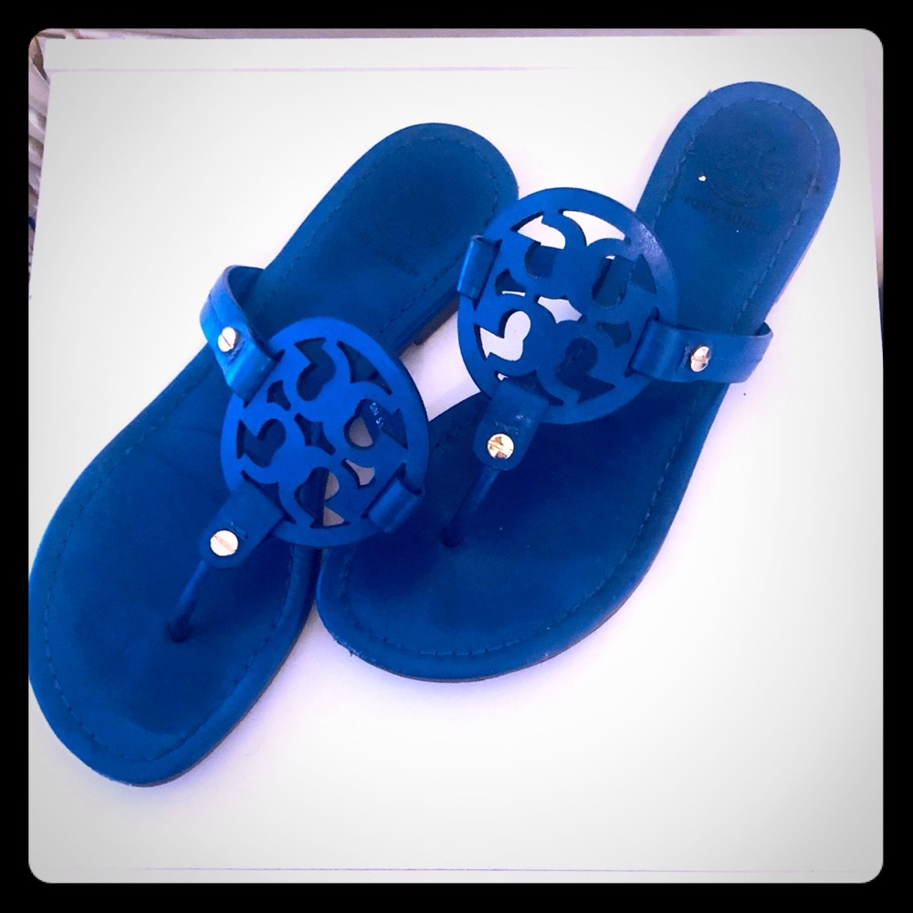 Tory Burch Blue Leather Miller Sandals